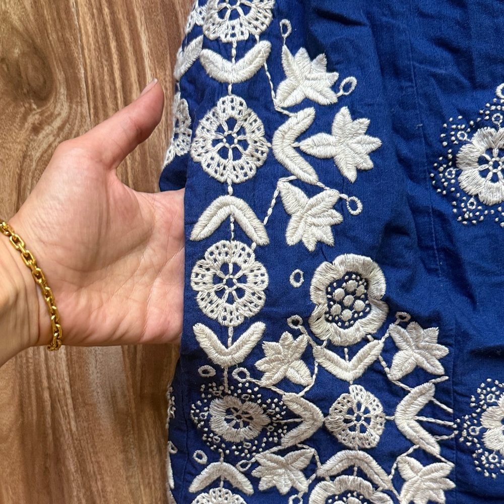 Sea NY Embroidered Indigo Blue Manuela Tunic Mini Dress M - Picture 6 of 13
